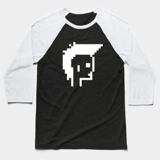 Punk Mohawk, White on Black / ToolCrypto / Pixel Art Baseball T-Shirt
